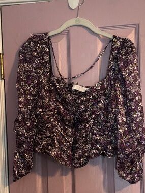 ASTR Purple Floral blouse,  buttons on front, brand new.